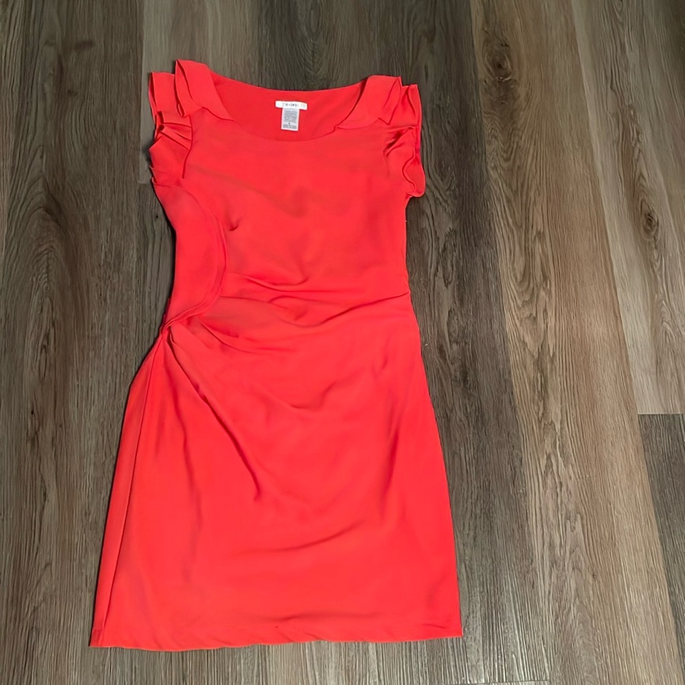 Esley Womens Dress Size S Coral Pink Solid Sheath Cap Sleeve Short Casual